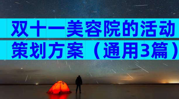 双十一美容院的活动策划方案（通用3篇）