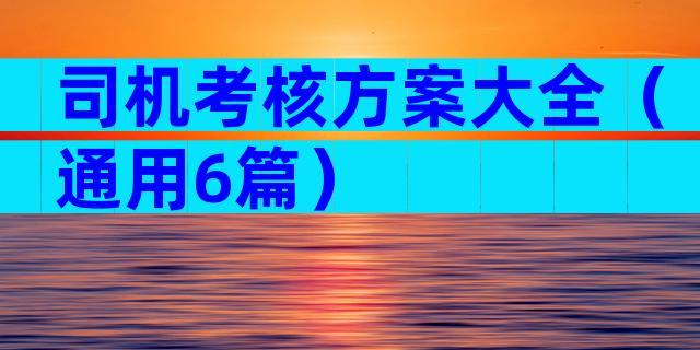 司机考核方案大全（通用6篇）