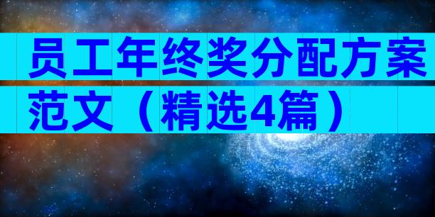 员工年终奖分配方案范文（精选4篇）