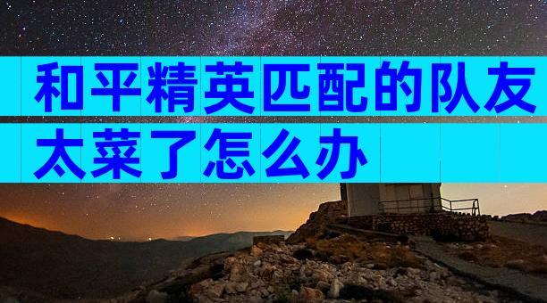 和平精英匹配的队友太菜了怎么办