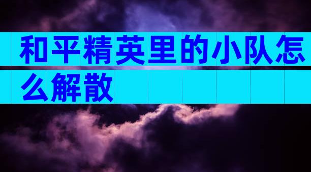 和平精英里的小队怎么解散