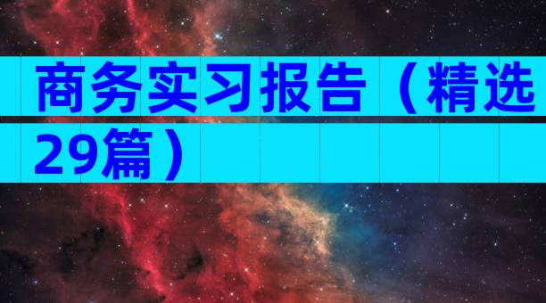 商务实习报告（精选29篇）