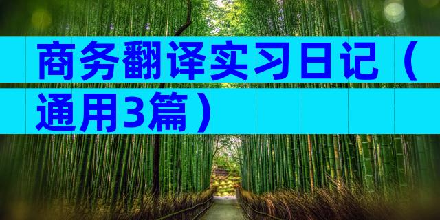 商务翻译实习日记（通用3篇）