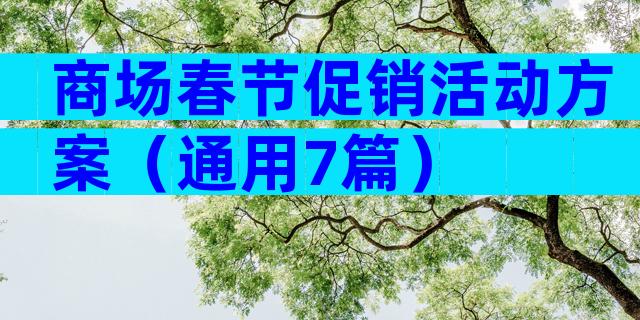 商场春节促销活动方案（通用7篇）