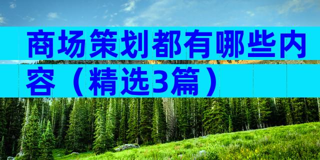 商场策划都有哪些内容（精选3篇）