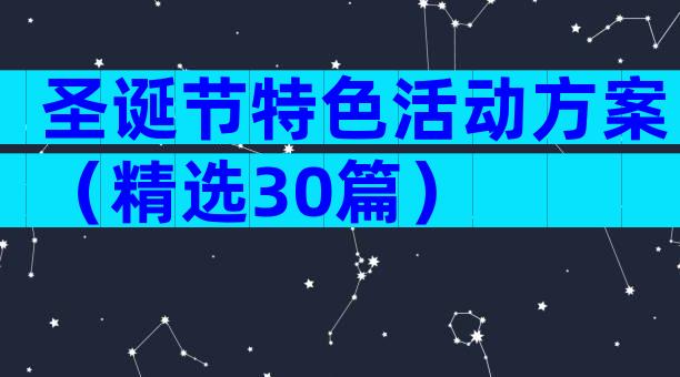 圣诞节特色活动方案（精选30篇）
