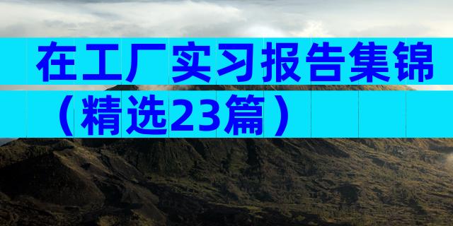 在工厂实习报告集锦（精选23篇）