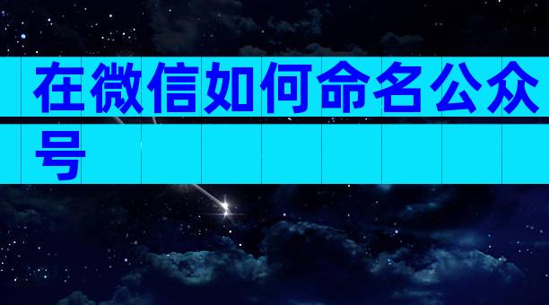 在微信如何命名公众号