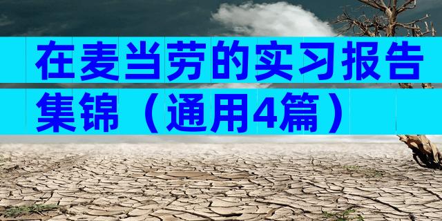 在麦当劳的实习报告集锦（通用4篇）