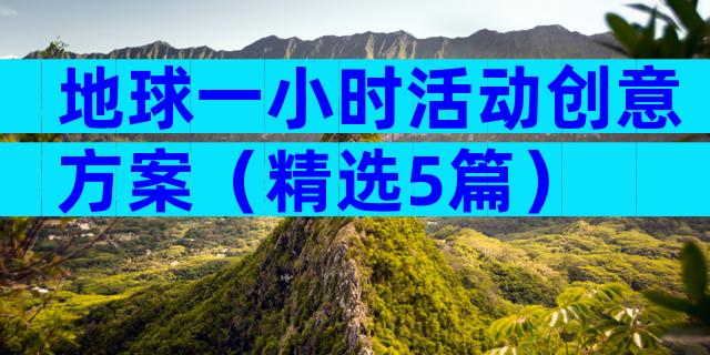 地球一小时活动创意方案（精选5篇）