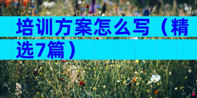 培训方案怎么写（精选7篇）