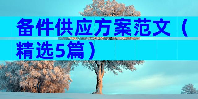 备件供应方案范文（精选5篇）