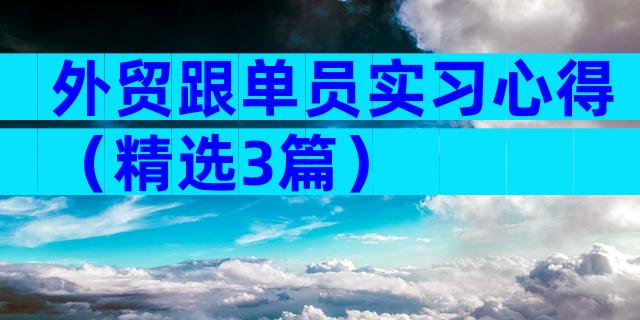 外贸跟单员实习心得（精选3篇）