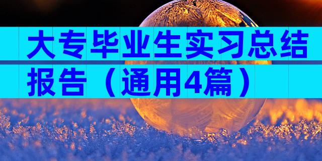 大专毕业生实习总结报告（通用4篇）