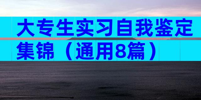 大专生实习自我鉴定集锦（通用8篇）