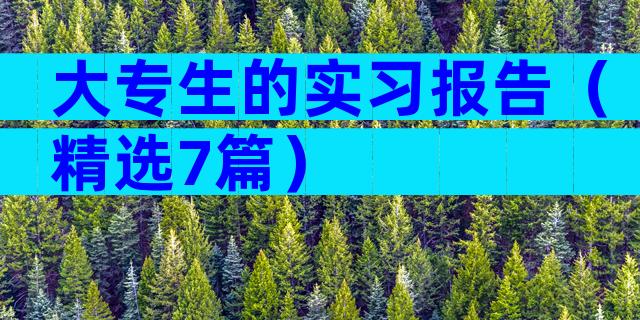 大专生的实习报告（精选7篇）