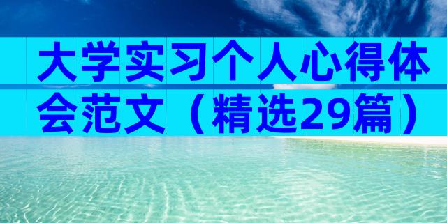 大学实习个人心得体会范文（精选29篇）