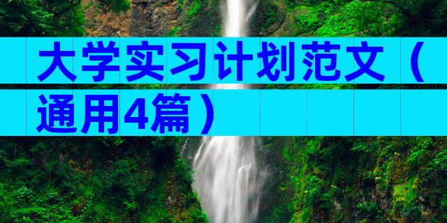 大学实习计划范文（通用4篇）