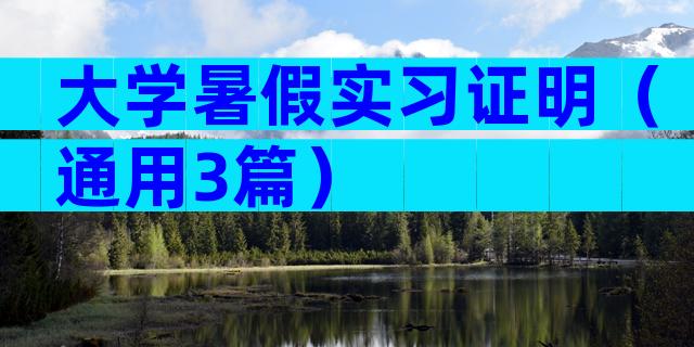 大学暑假实习证明（通用3篇）
