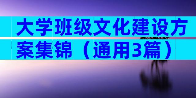 大学班级文化建设方案集锦（通用3篇）