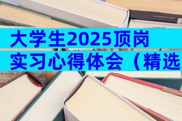 大学生2025顶岗实习心得体会（精选30篇）