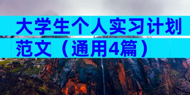大学生个人实习计划范文（通用4篇）