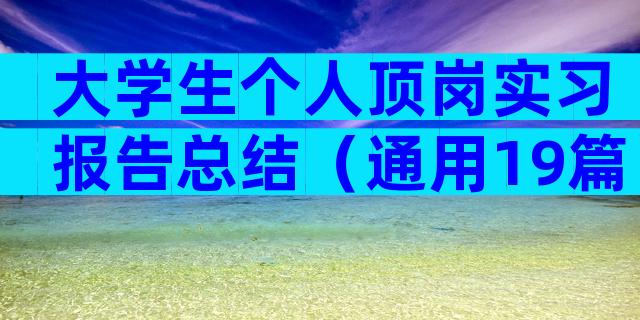 大学生个人顶岗实习报告总结（通用19篇）