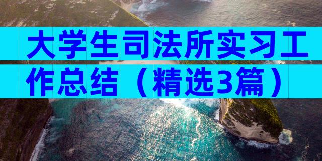 大学生司法所实习工作总结（精选3篇）