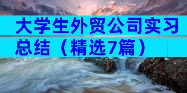 大学生外贸公司实习总结（精选7篇）