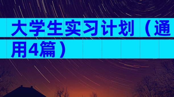 大学生实习计划（通用4篇）