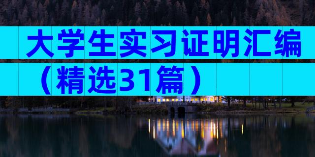 大学生实习证明汇编（精选31篇）