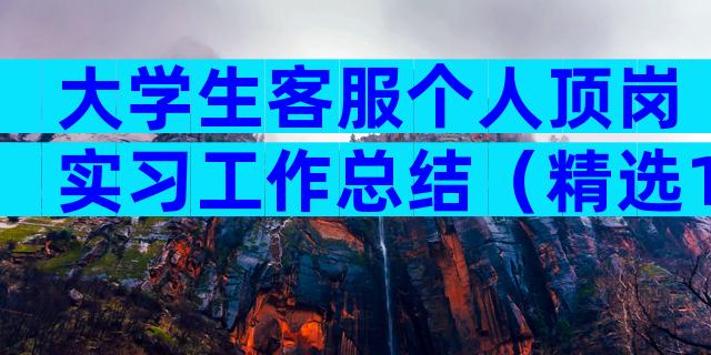 大学生客服个人顶岗实习工作总结（精选19篇）