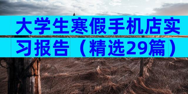 大学生寒假手机店实习报告（精选29篇）