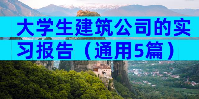 大学生建筑公司的实习报告（通用5篇）