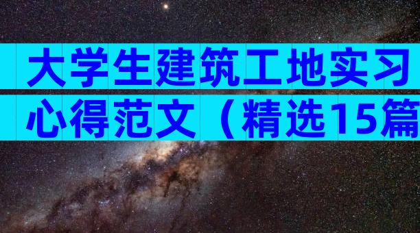 大学生建筑工地实习心得范文（精选15篇）