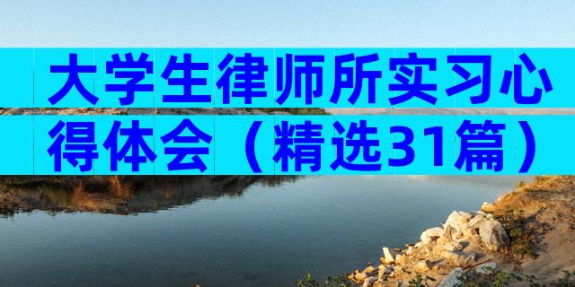 大学生律师所实习心得体会（精选31篇）
