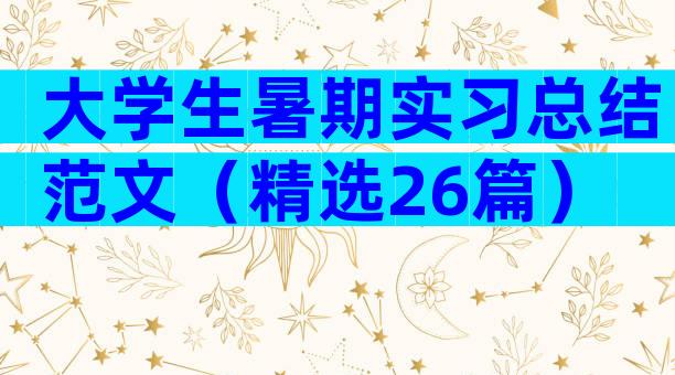 大学生暑期实习总结范文（精选26篇）