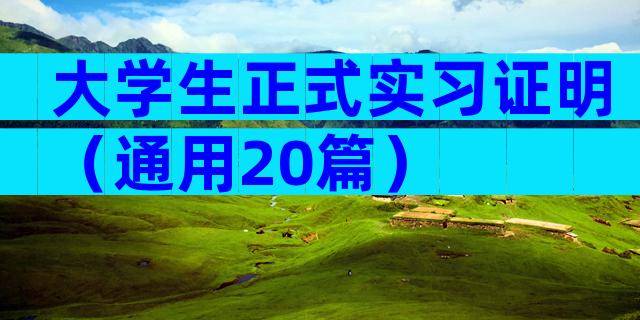 大学生正式实习证明（通用20篇）