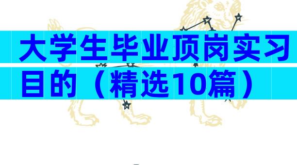 大学生毕业顶岗实习目的（精选10篇）
