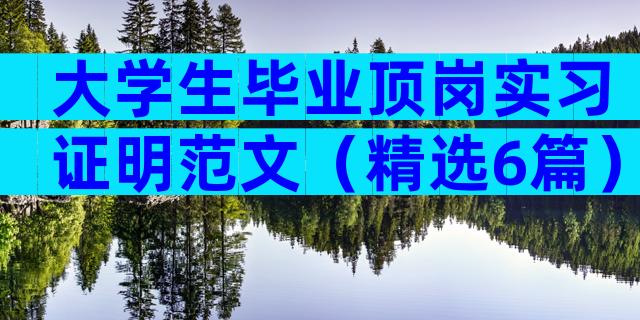 大学生毕业顶岗实习证明范文（精选6篇）