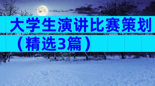 大学生演讲比赛策划（精选3篇）