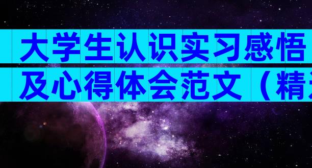 大学生认识实习感悟及心得体会范文（精选5篇）