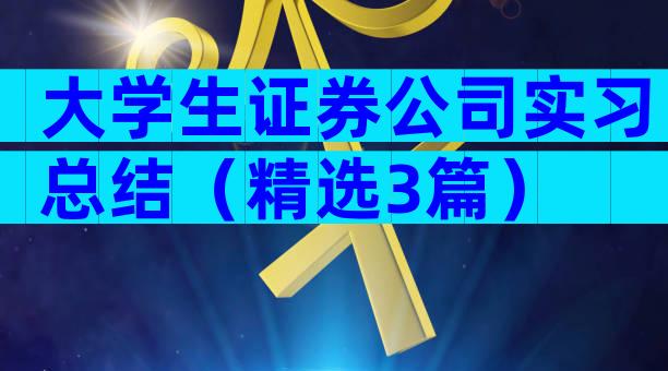 大学生证券公司实习总结（精选3篇）