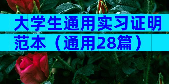 大学生通用实习证明范本（通用28篇）