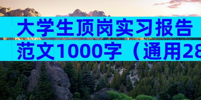 大学生顶岗实习报告范文1000字（通用28篇）