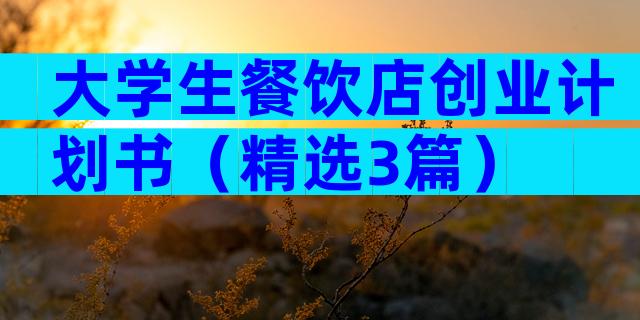 大学生餐饮店创业计划书（精选3篇）