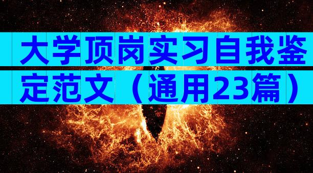 大学顶岗实习自我鉴定范文（通用23篇）