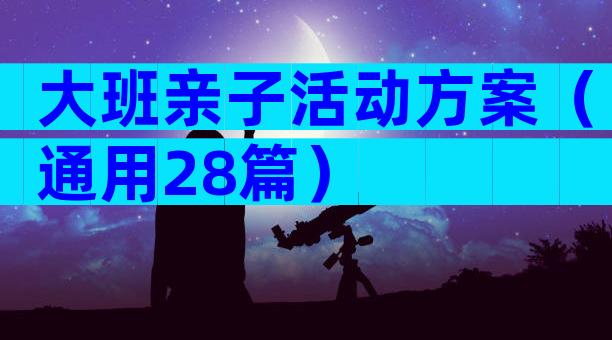 大班亲子活动方案（通用28篇）