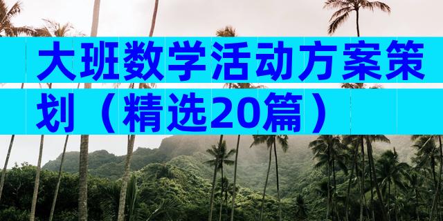 大班数学活动方案策划（精选20篇）