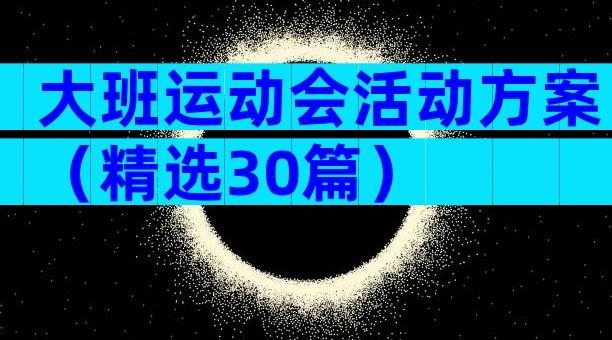 大班运动会活动方案（精选30篇）